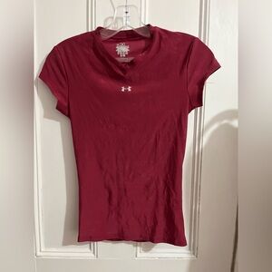 Under Armour Women's Red V-Neck Short Sleeve Tee
